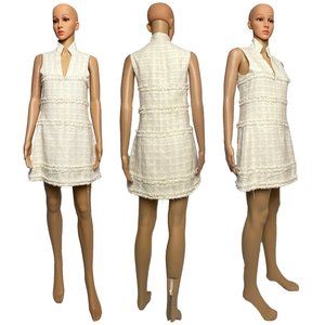 Alexis Ira Tweed Mini Dress Cream Ivory